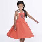 فستان بنات بالشعار باللون الاحمر, 1, hi-res