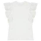 تيشيرت بنات بالشعار باللون الابيض , 1, hi-res