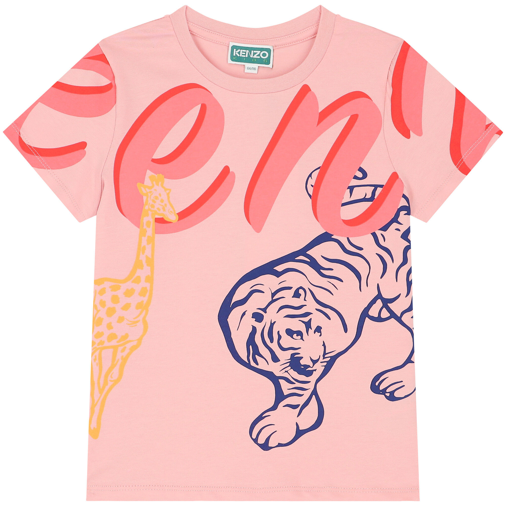 KENZO KIDS Girls Pink Logo T Shirt Junior Couture UAE