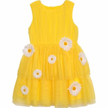 فستان تول ديزي بناتي باللون الاصفر