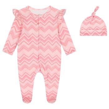 Baby Girls Pink Zig Zag Babygrow Set 