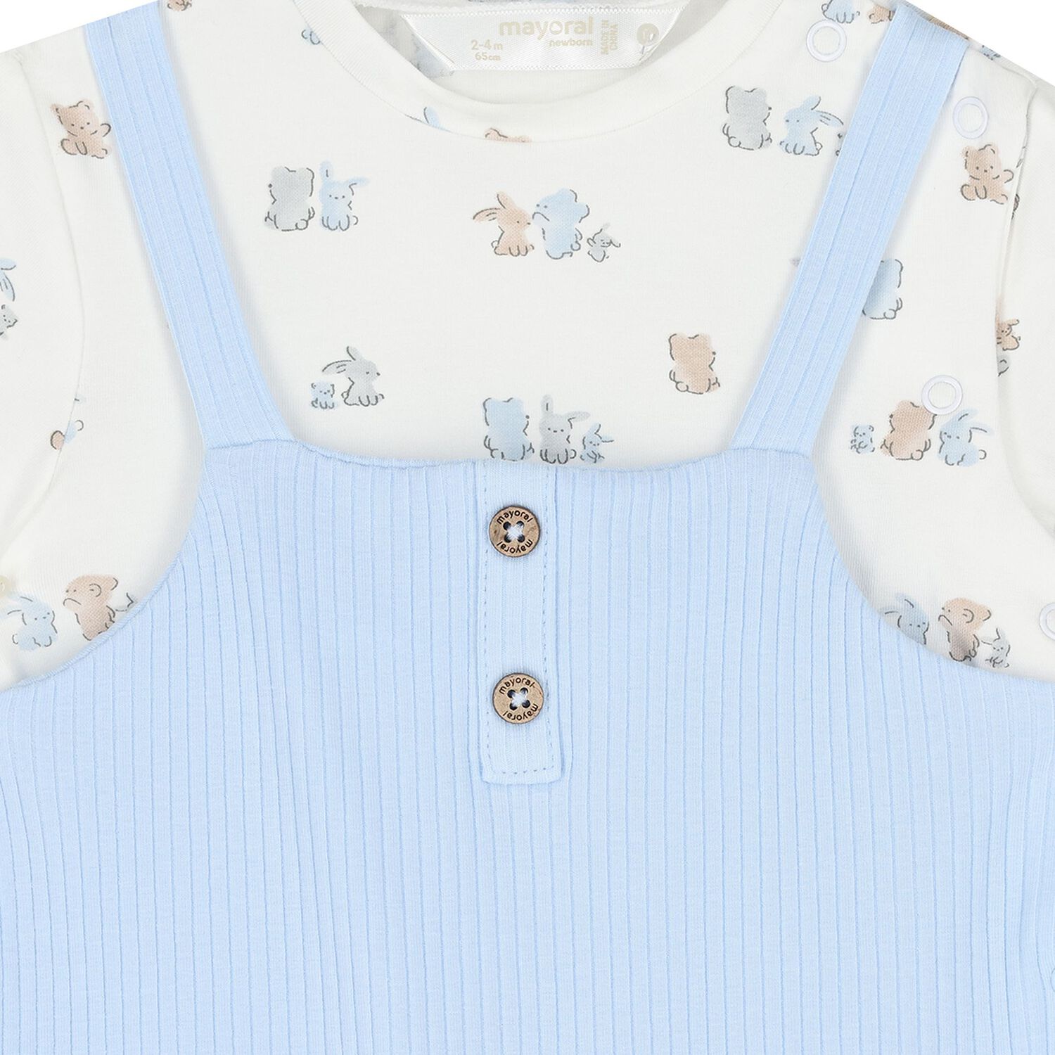 Blue & White Baby Boys Bunny Romper, 2, hi-res image number null