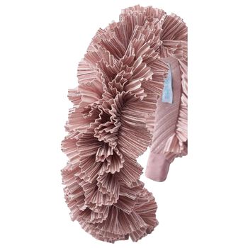 Girls Pink Pleated Ruffled Headband, 2 Girls Pink Pleated Ruffled Headband