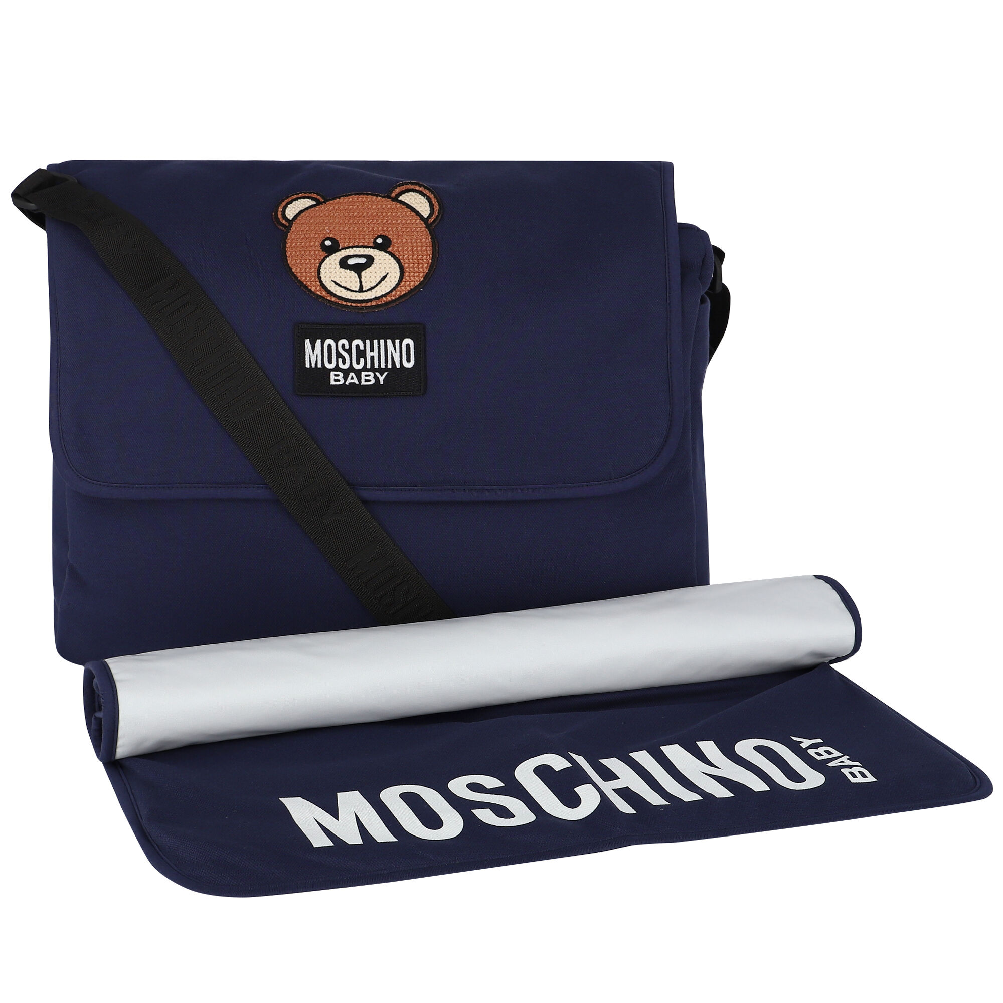 Moschino Navy Teddy Logo Baby Changing Bag Junior Couture UAE