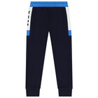 Boys Navy Blue Logo Joggers, 1, hi-res