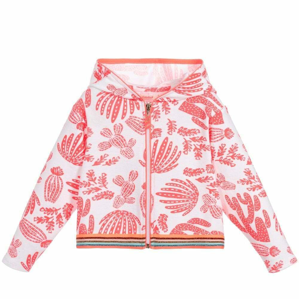 BILLIEBLUSH Girls White Neon Pink Zip Up Top Junior Couture UAE