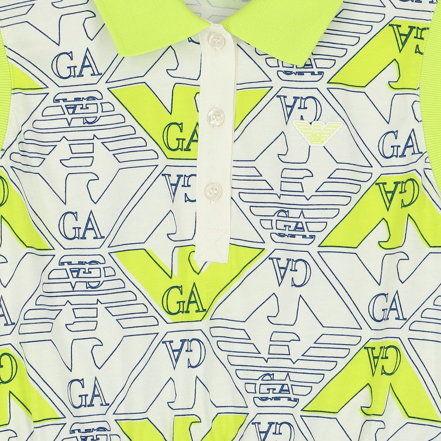 فستان بنات بولو بالشعار باللون العاجي, 1, hi-res