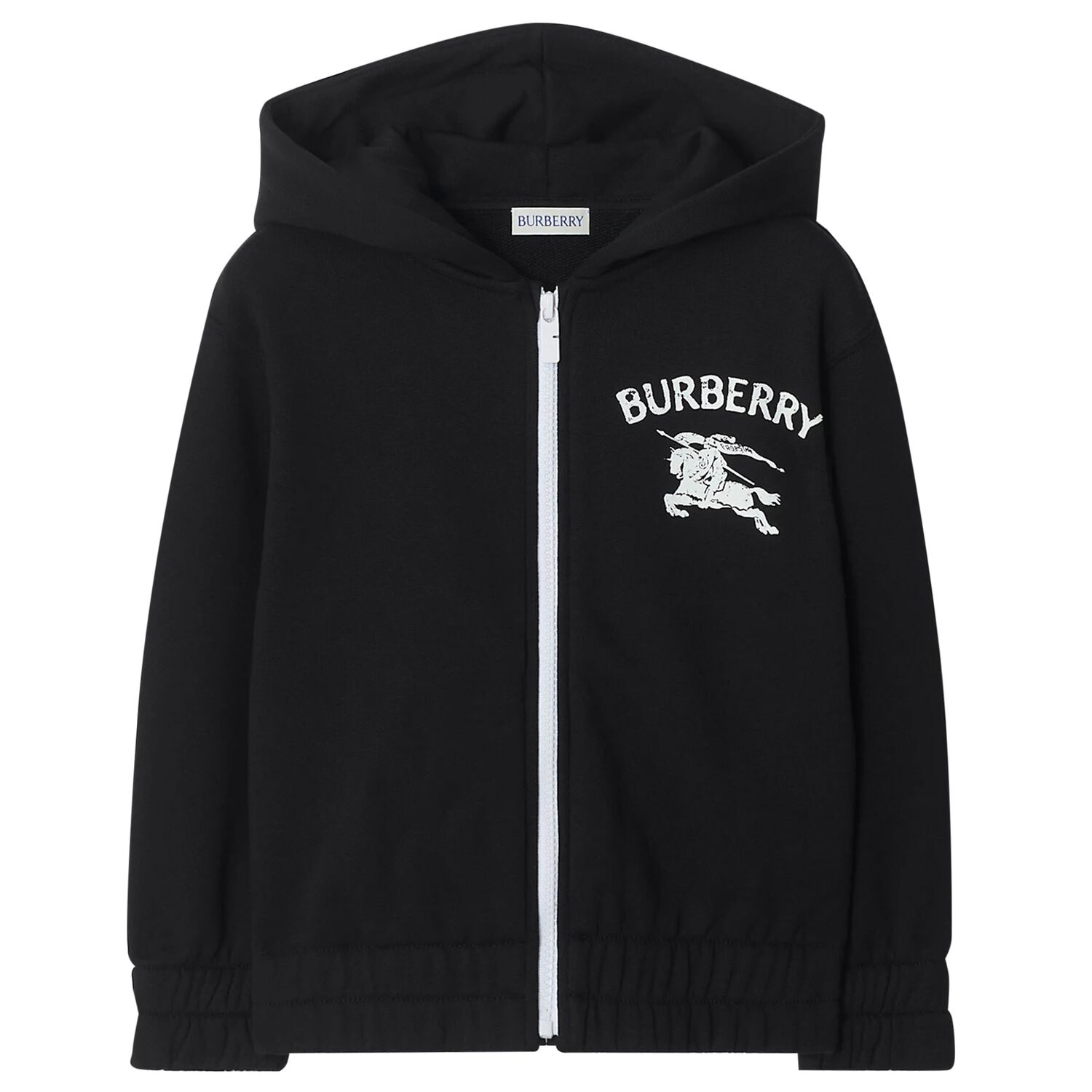 Boys Black EKD Logo Hooded Zip Up Top, 1, hi-res