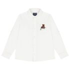 Boys White Teddy Bear Logo Shirt, 1, hi-res