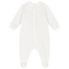 White Teddy Bear Logo Babygrow, 1, hi-res