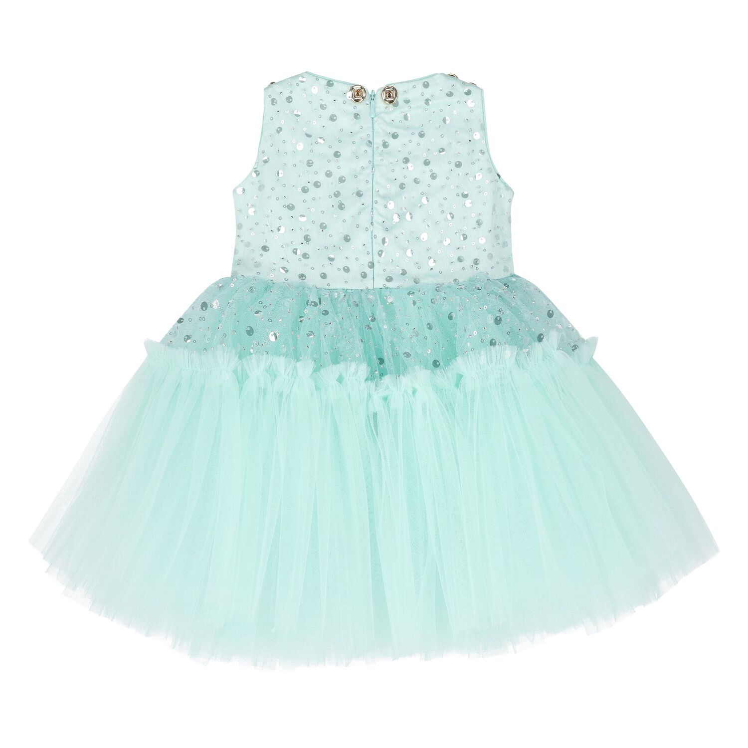Younger Girls Green Tulle & Sequin Flower Dress, 1, hi-res image number null