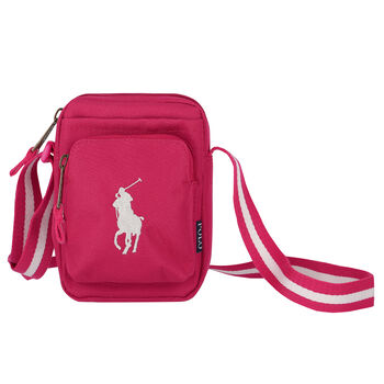 حقيبة كروس بالشعار باللون الوردي للبنات