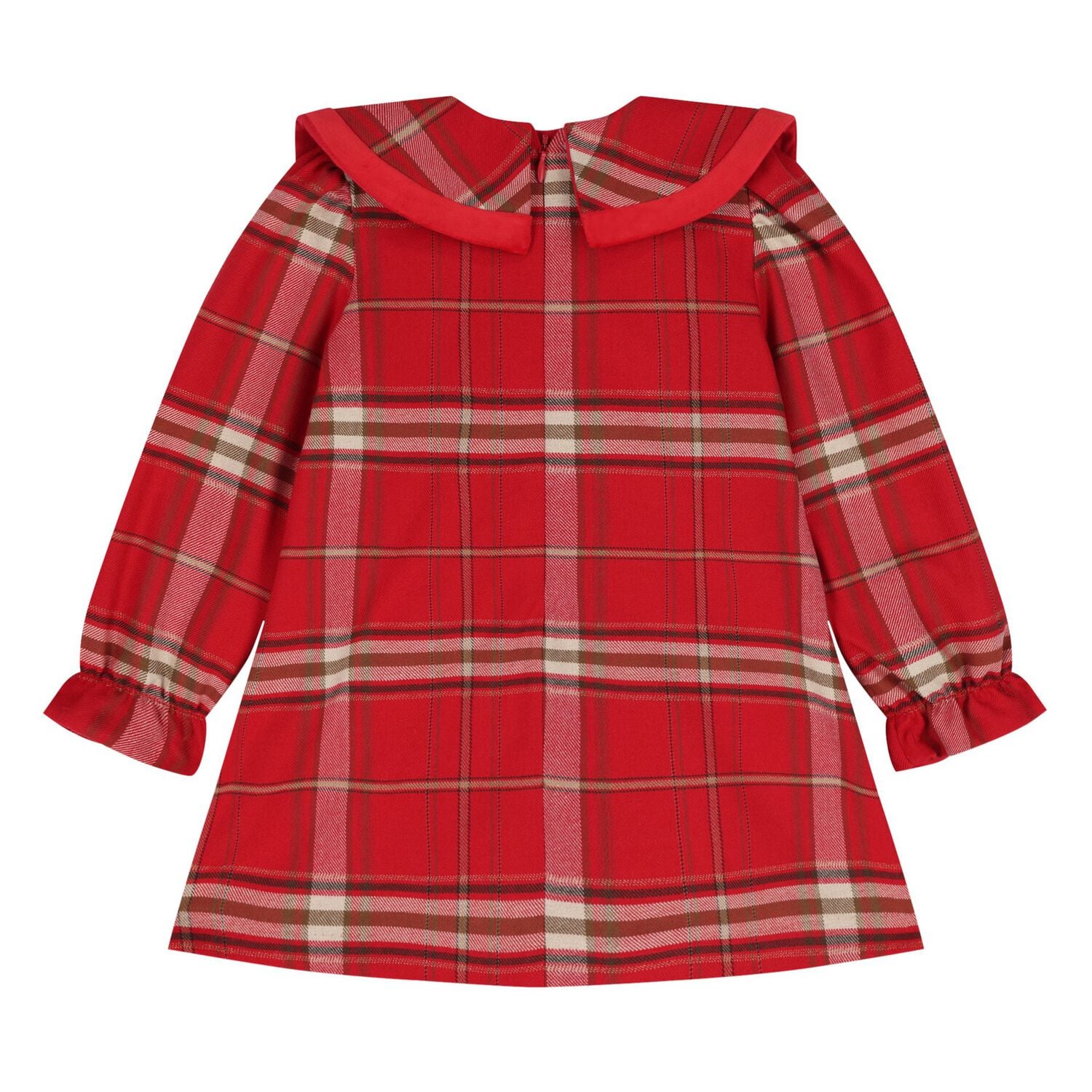 Younger Girls Red Tartan Dress, 1, hi-res