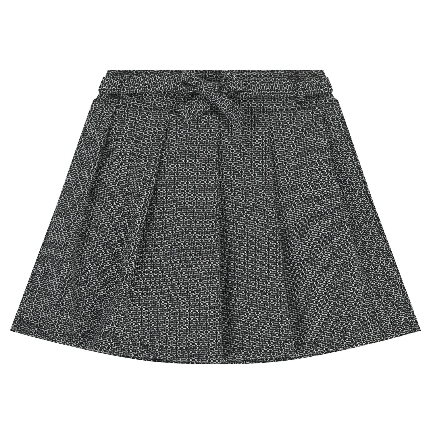 Girls Black & White Jacquard Skirt, 1, hi-res