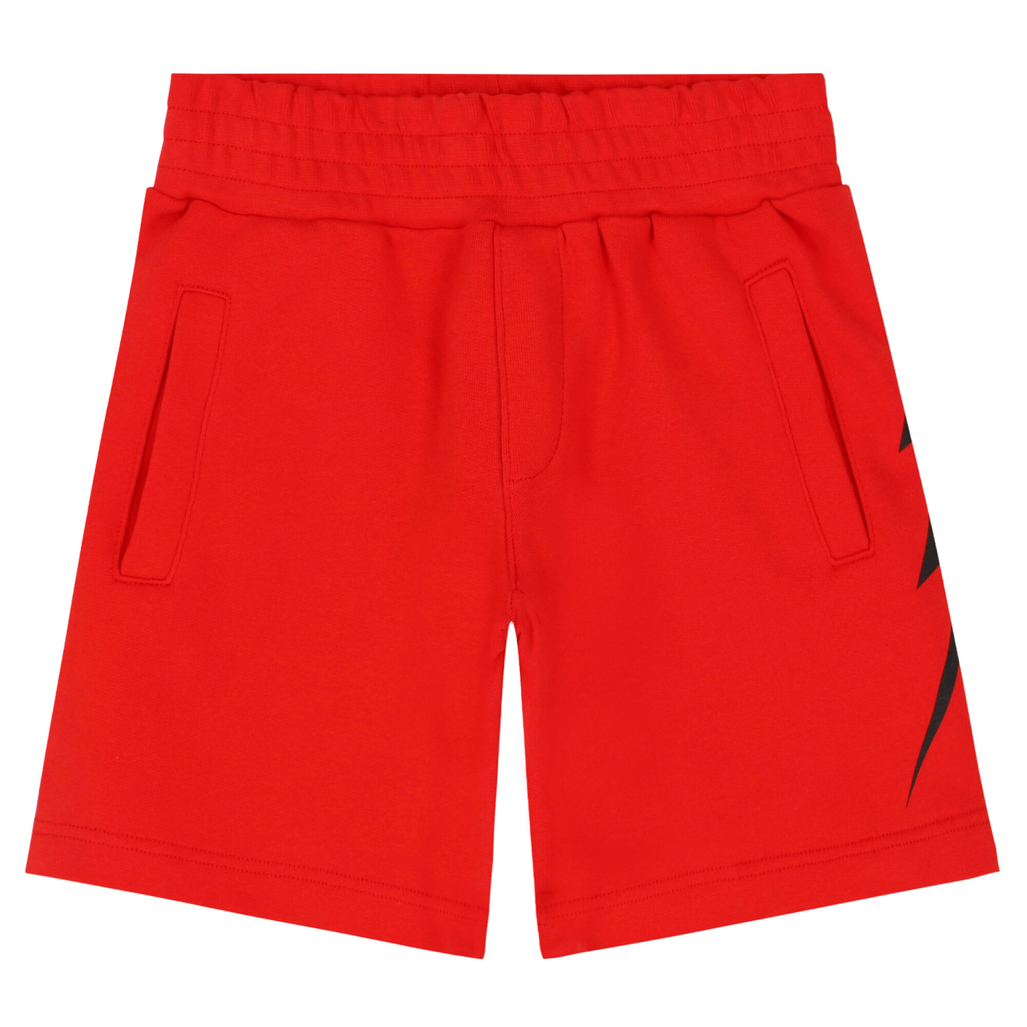 Neil Barrett Boys Red Thunderbolt Logo Shorts Junior Couture UAE
