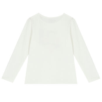 Girls Ivory Logo Long Sleeve Top
