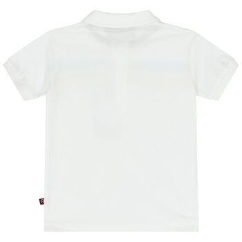 Younger Boys White Logo Polo Shirt