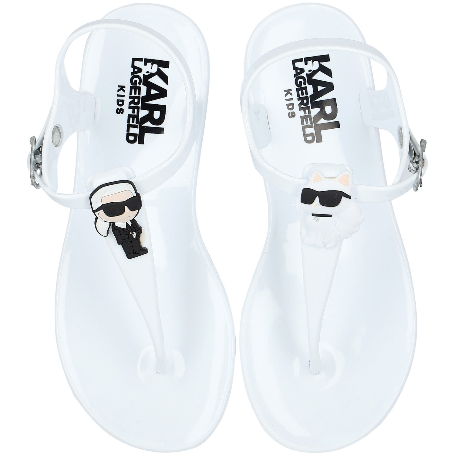 Girls White Karl & Choupette Sandals, 1, hi-res