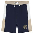 Boys Navy Logo Shorts, 1, hi-res
