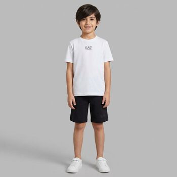 Boys White & Black Logo Shorts Set