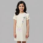 Younger Girls Ivory Bag Logo Dress, 1, hi-res