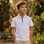Boys White Polo Shirt, 1, hi-res