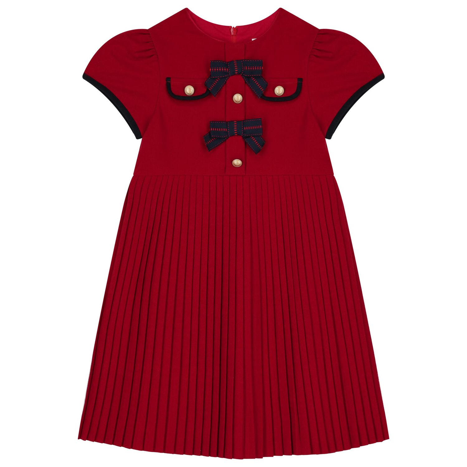 Girls Red Pleated Dress, 2, hi-res