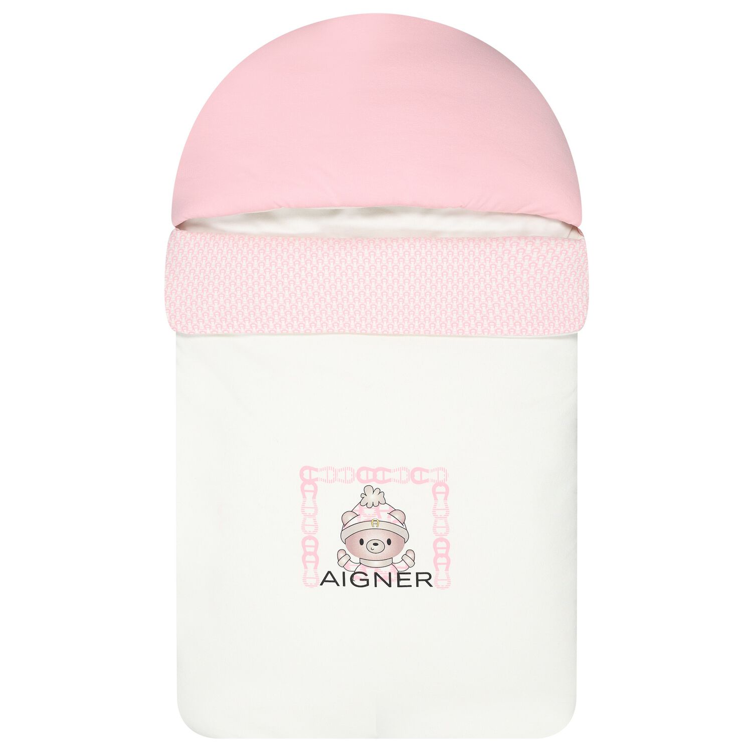 Baby Girls White & Pink Teddy Bear Logo Nest, 3, hi-res