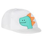 Baby Boys White Dinasaur Cap, 3, hi-res