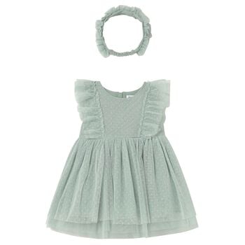 Younger Girls Green Tulle Dress Set