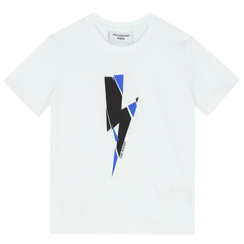 Boys White Thunderbolt Logo T-Shirt