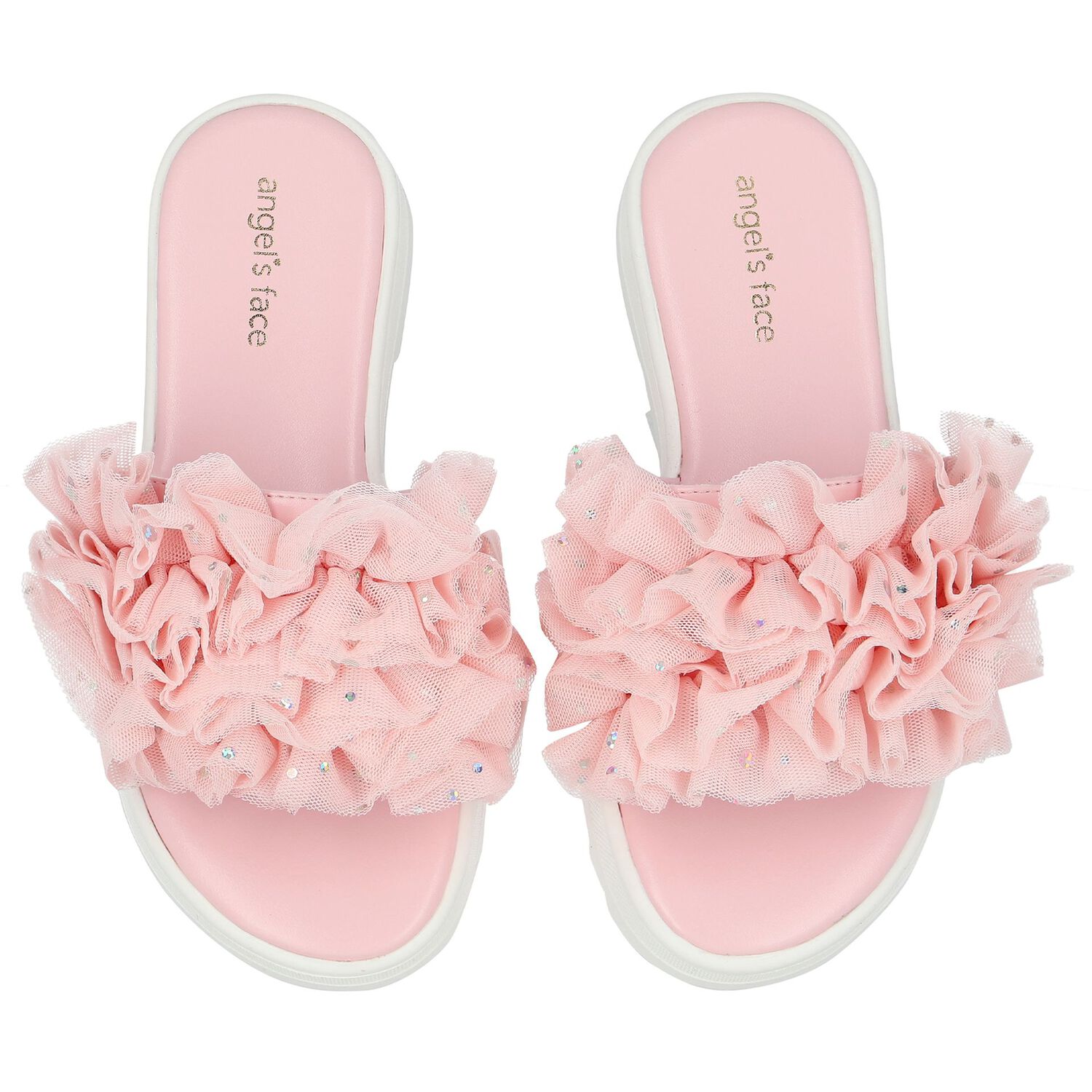 Girls Pink Ruffled Sliders, 2, hi-res image number null
