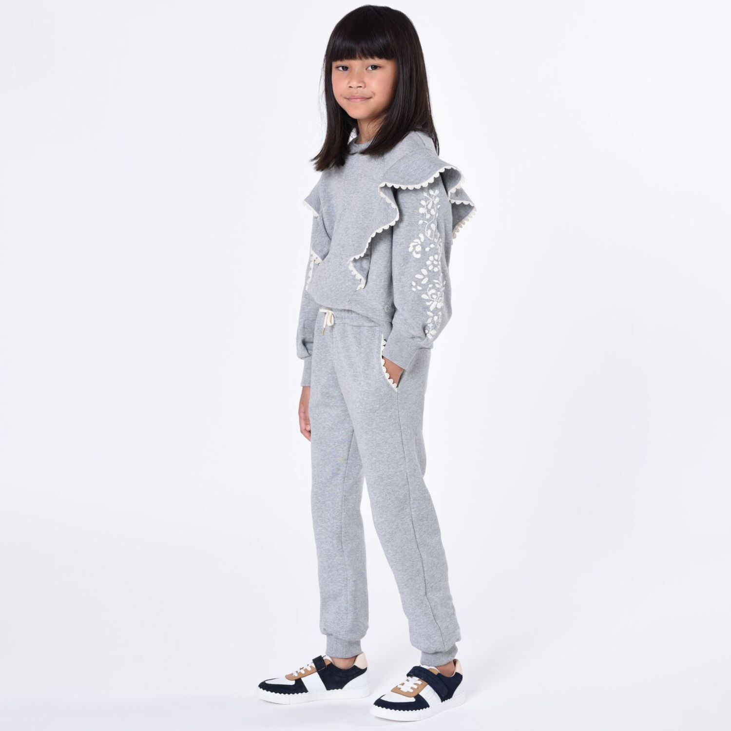 Girls Grey Logo Joggers, 1, hi-res