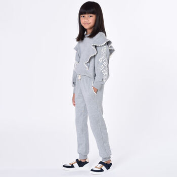 Girls Grey Logo Joggers