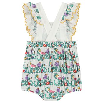 Baby Girls Ivory Floral Logo Romper