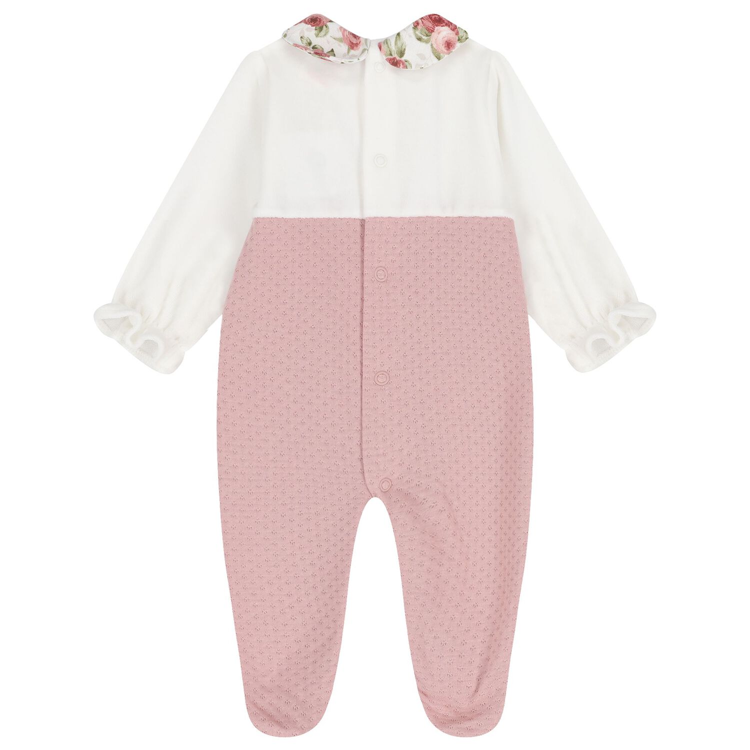 Baby Girls Ivory & Pink Babygrow, 1, hi-res