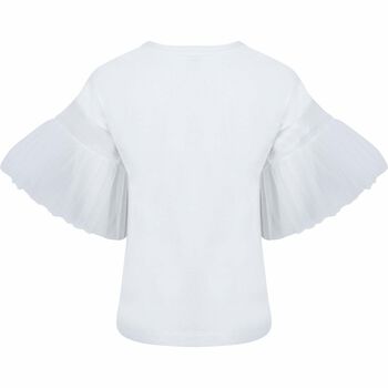 Girls White Frill Sleeve T-Shirt