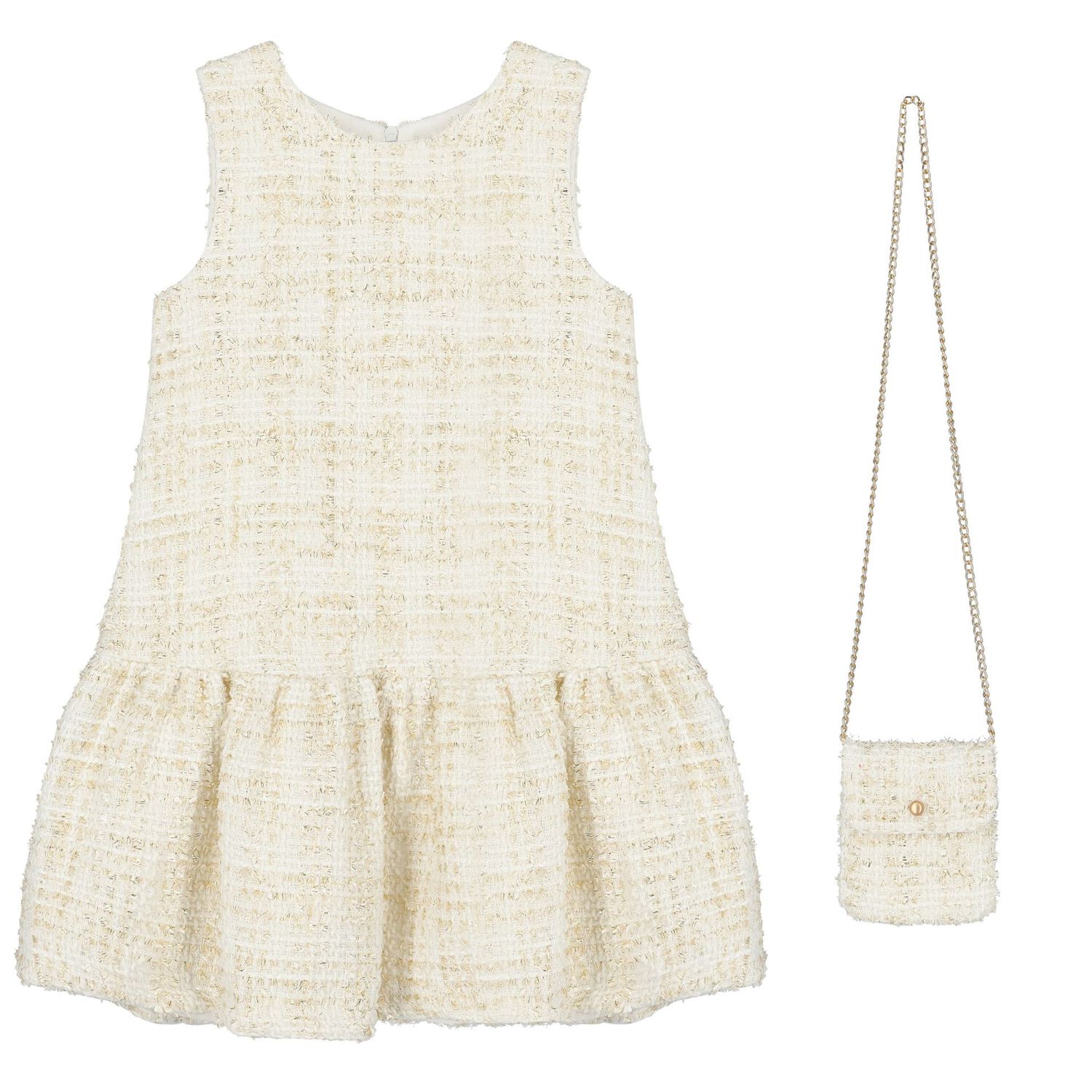 Girls Ivory & Gold Dress Set, 1, hi-res image number null