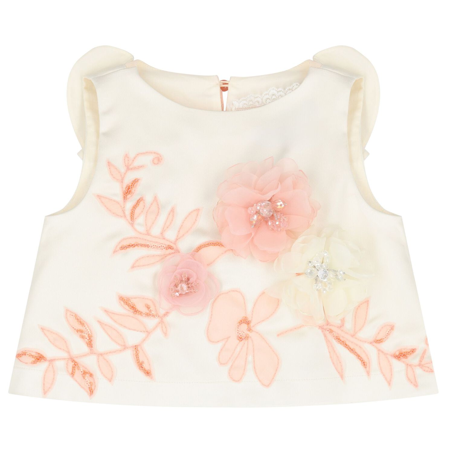 Girls Ivory & Pink Floral Skirt Set, 1, hi-res image number null