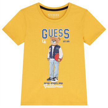 Boys Yellow Teddy Bear Logo T-Shirt