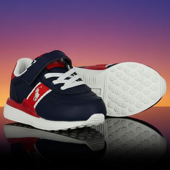 Boys Navy Blue & Red Trainers