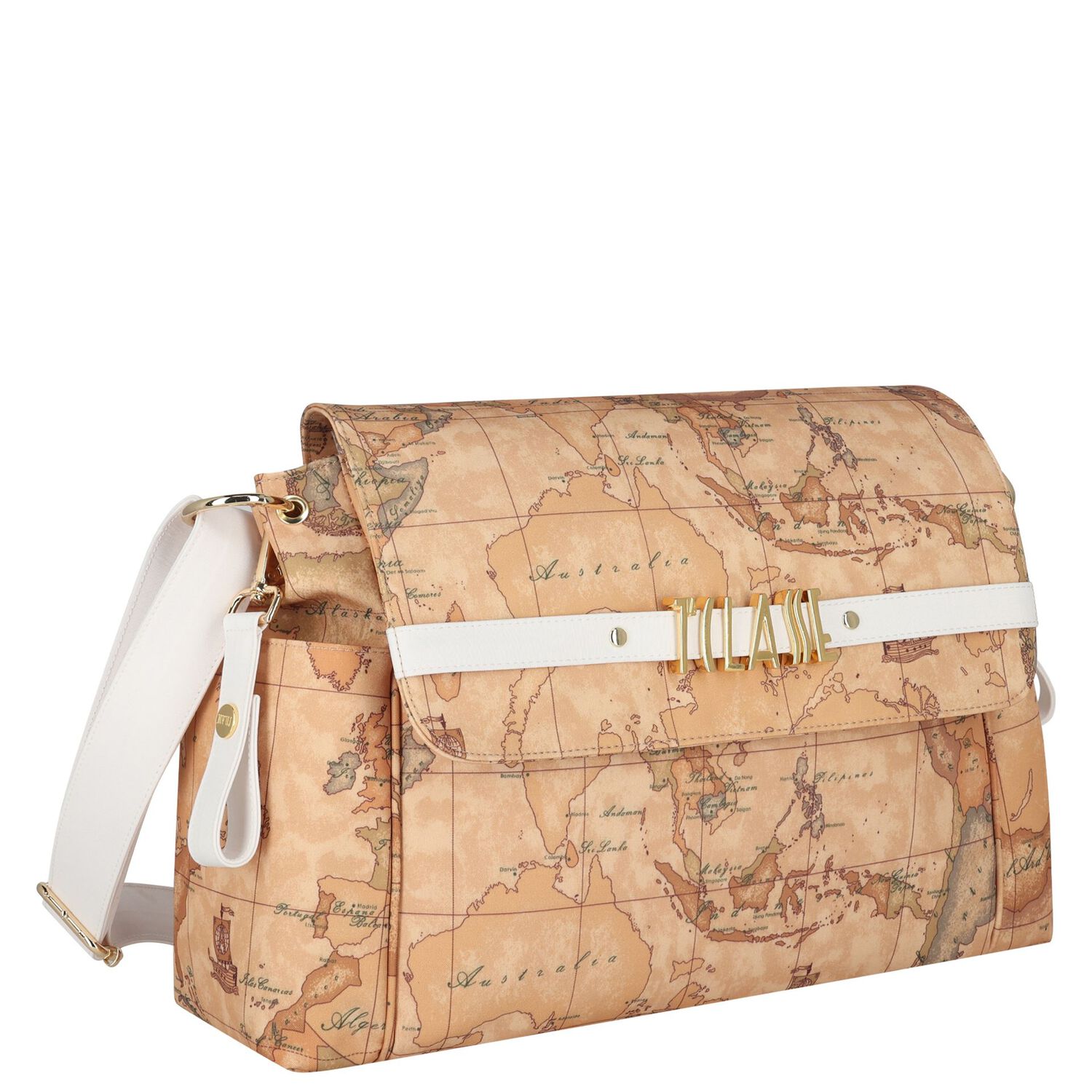 Beige Geo Map Baby Changing Bag, 1, hi-res
