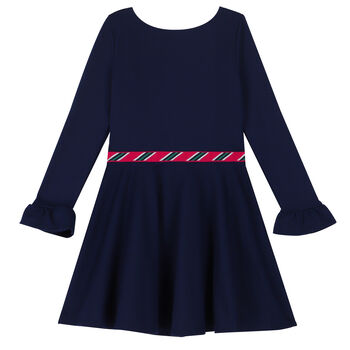 Girls Navy Long Sleeve Dress