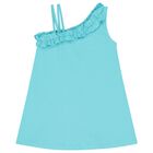 Girls Turquoise Flamingo Dress, 1, hi-res