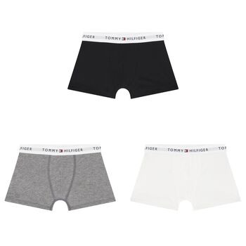 Boys White, Grey & Black Boxer Shorts (3-Pack)