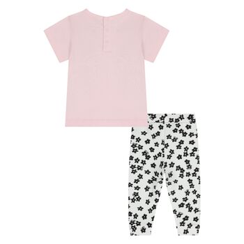 Younger Girls Pink & White Flower Leggings Set