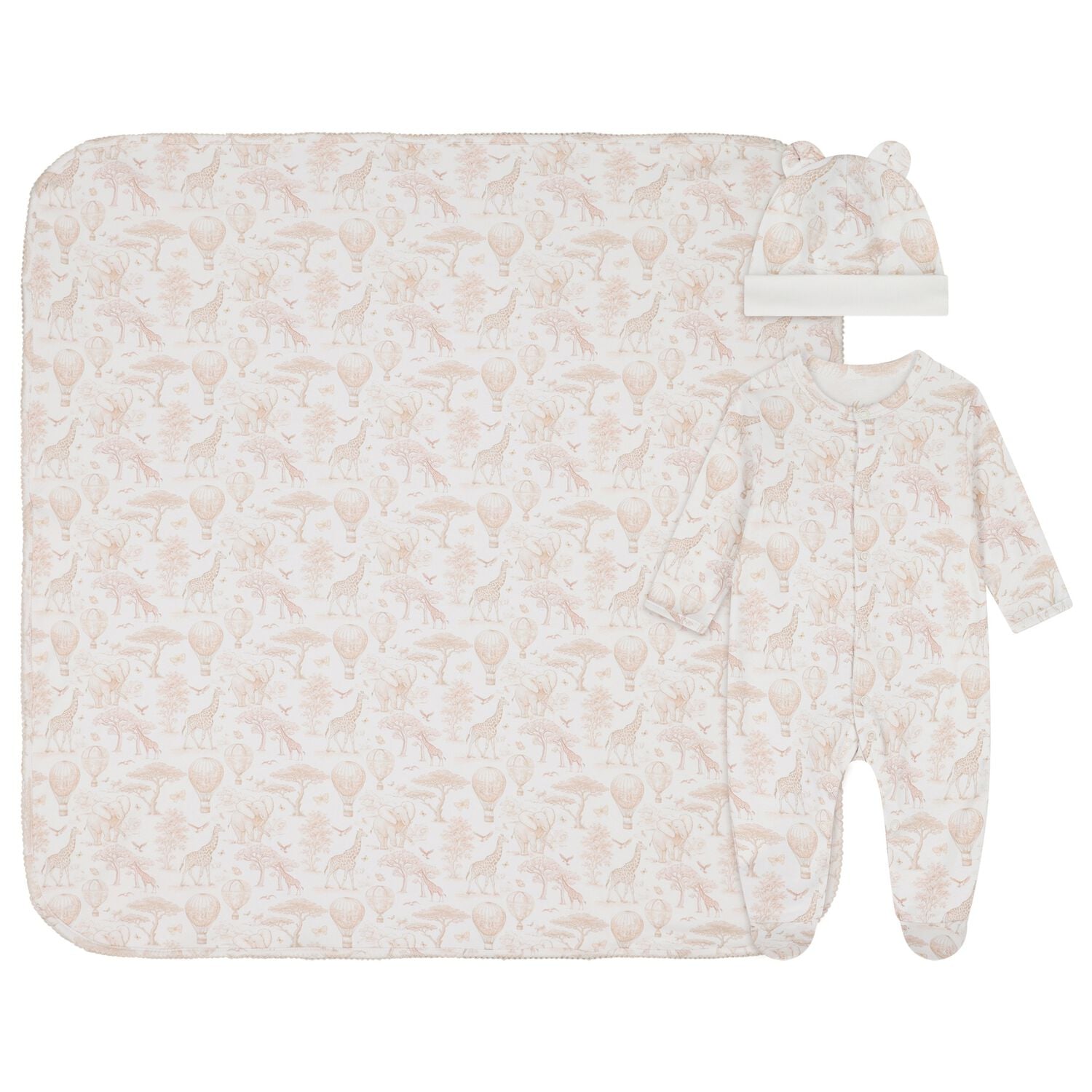White & Beige Africa Babygrow Gift Set, 1, hi-res