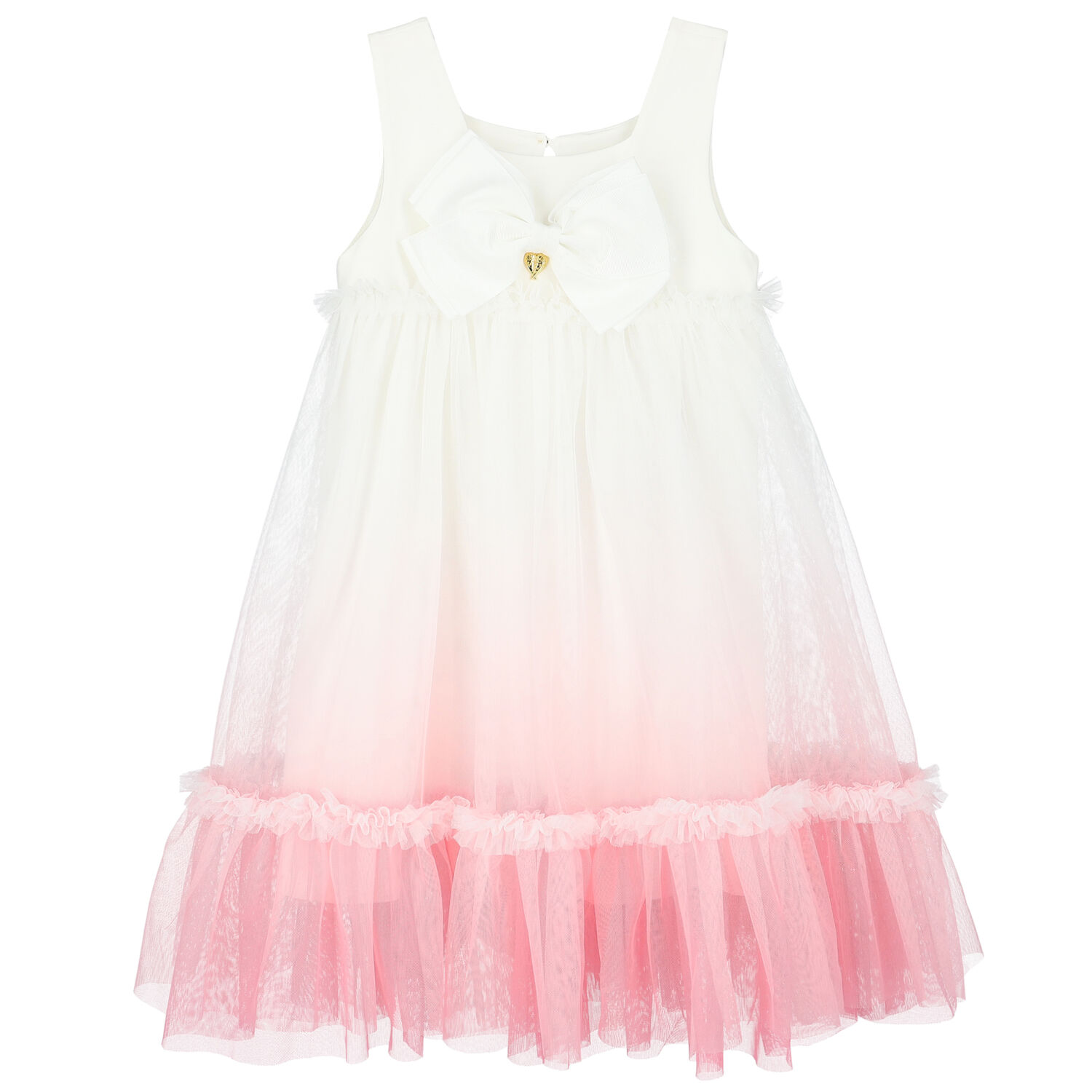 Girls White & Pink Tulle Ombre Dress, 3, hi-res