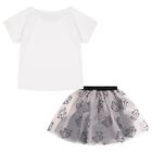 Girls White & Pink Tulle Choupette Skirt Set, 1, hi-res