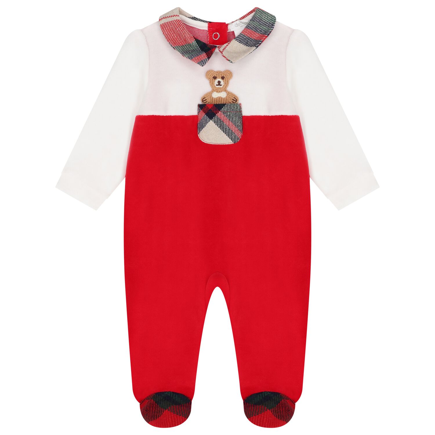 White & Red Teddy Bear Babygrow, 1, hi-res